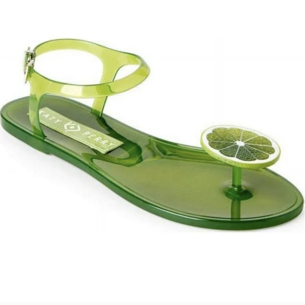 Katy Perry Lime Green Geli Sandal Ankle Strap 3d Lime Flip Flop Sz 6